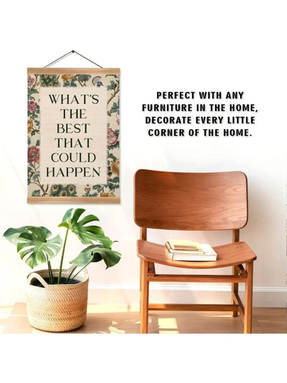 Inspirational Vintage Floral Quote Canvas Art – Motivational Wall Decor for Home